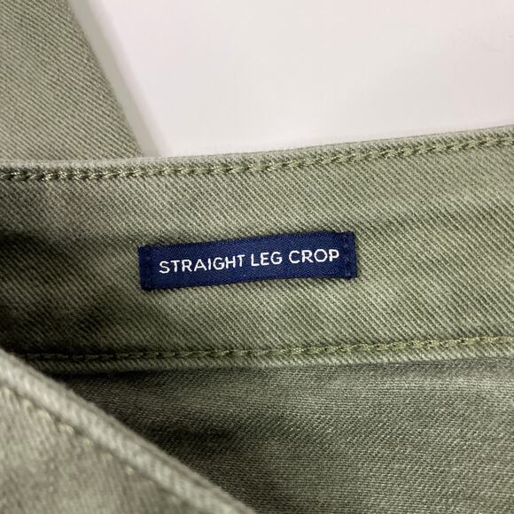 Talbots Outlet | Olive Green Capri Pants Straight Leg Crop Denim Womens 12P - Picture 3 of 7